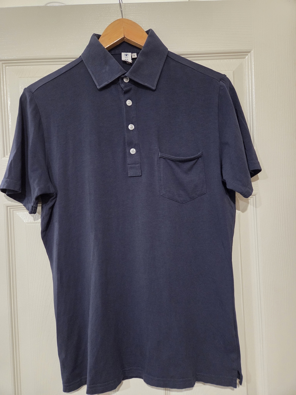 Men's Navy Short-Sleeve Polo Shirt with Pocket